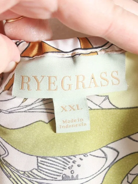 Ryegrass NWT XXL Tan Floral Smocked Waist Boho Mini Dress Long Sleeve - Picture 7 of 9